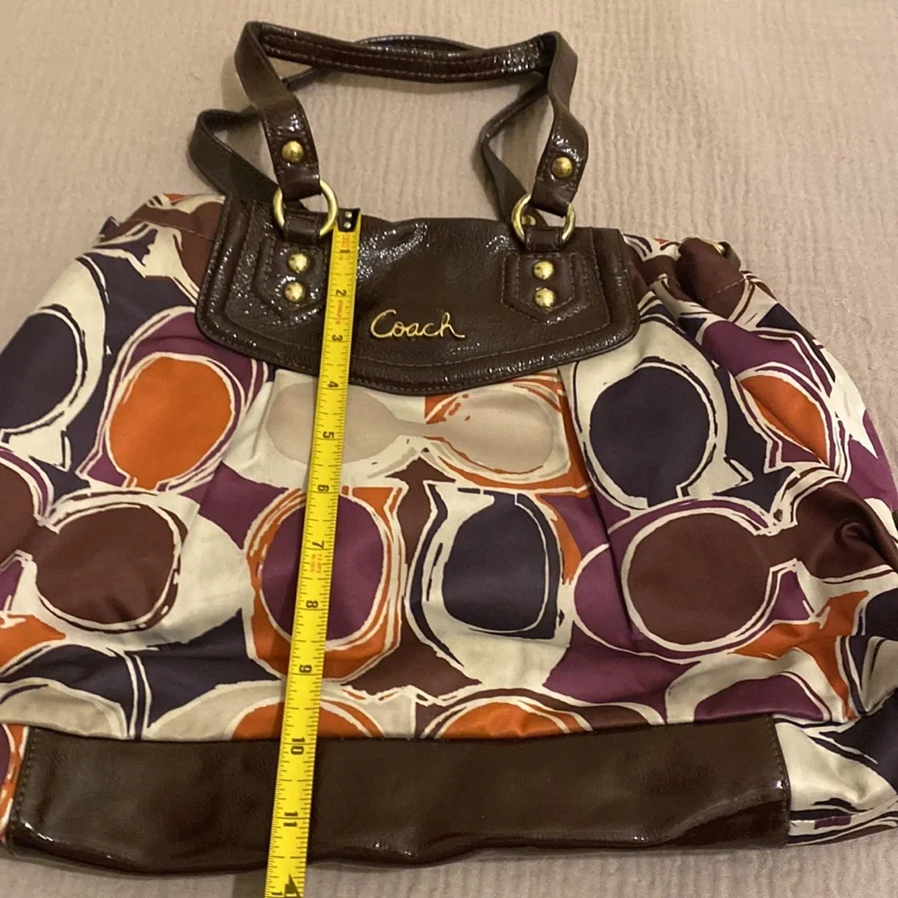 Coach Purple and Brown Ashley Signature Shoulder Bag. No. F1257-F20113